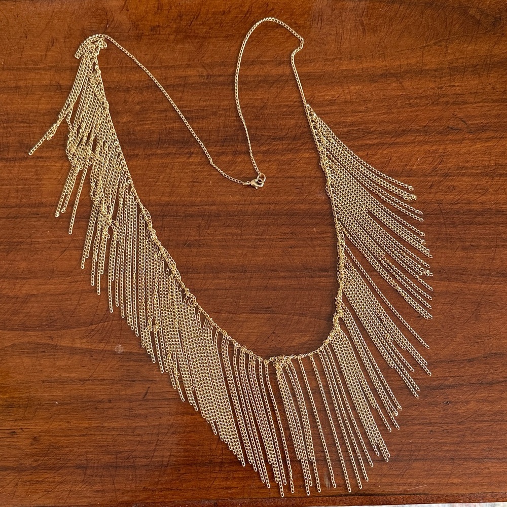 Gold Chain Fringe Necklace